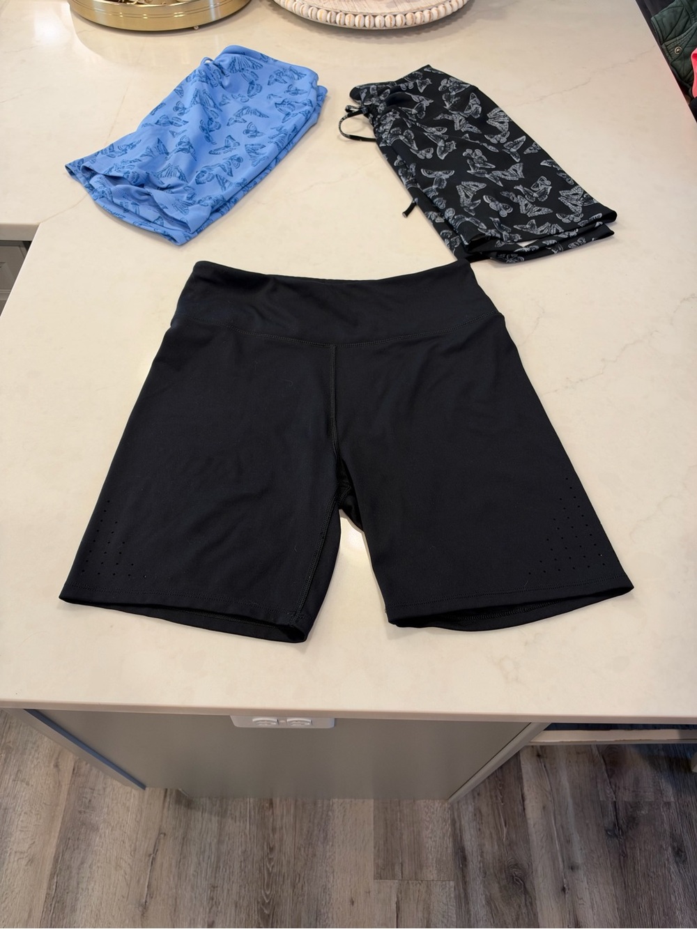 PINK Victoria's Secret Black, Light Blue & Black Butterfly Bike Shorts Set of 3 - Picture 2 of 10